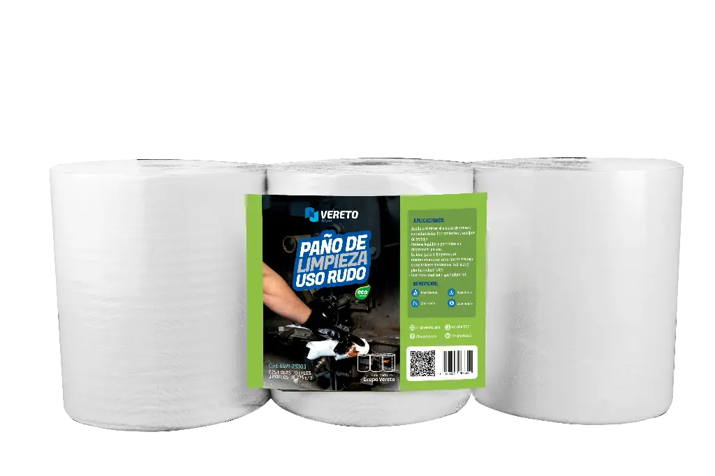 [65W-25303] Rollo 65W de paño blanco para uso rudo