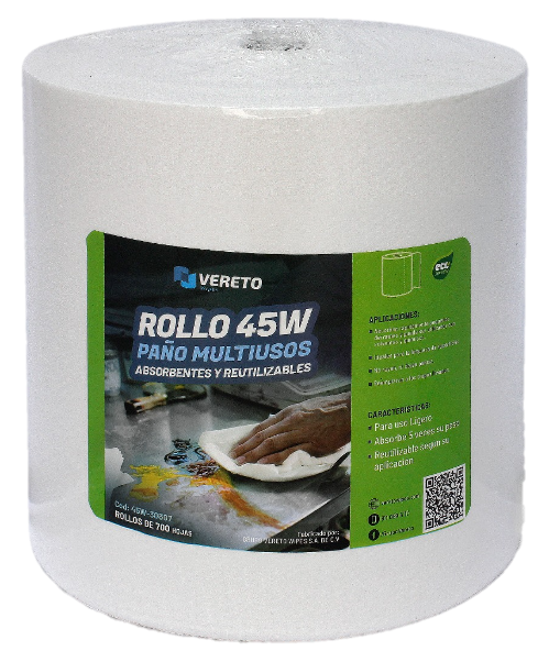 [R45W-3030700] Rollo 45W de paño blanco multiusos