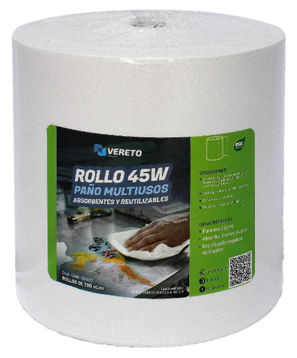[45W-30307] Rollo 45W de paño blanco multiusos