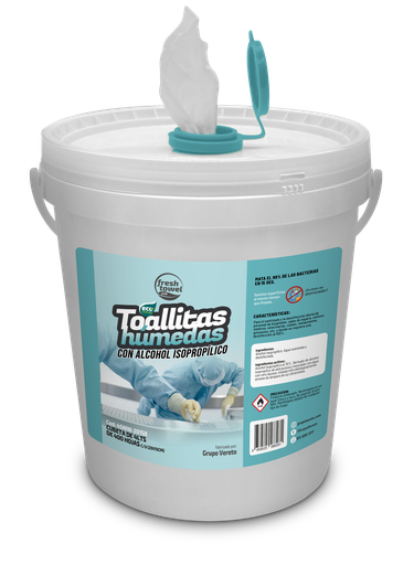 [45WW-30172A-C] Toallitas húmedas desinfectantes con alcohol en cubeta